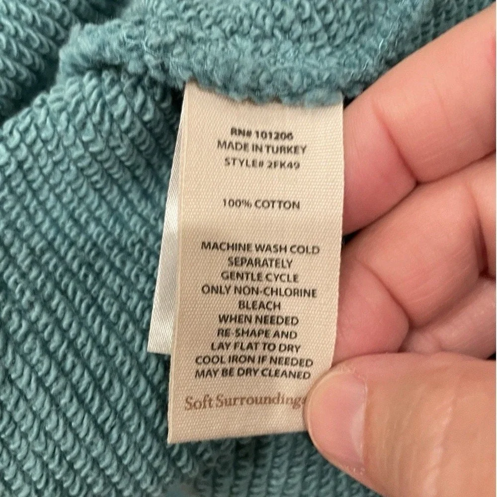 Soft Surroundings Sweatshirt Womens S Teal Blue Tunic Waffle Knit Athleisure